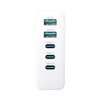 3mk síťová nabíječka - Hyper Charger 140W, GaN 3x USB-C (PD) / 2x USB, bílá