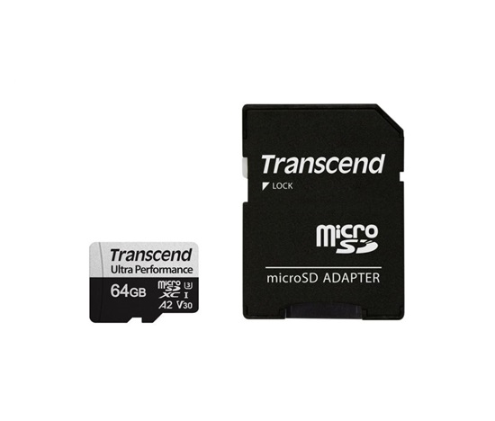 TRANSCEND MicroSDXC karta 64GB 340S, UHS-I U3 A2 Ultra Performace 160/80 MB/s