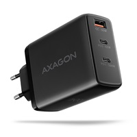 AXAGON ACU-DPQ100, GaN nabíjačka do siete 100W, 3x port (USB-A + dual USB-C), PD3.0/PPS/QC4+/Apple, čierná