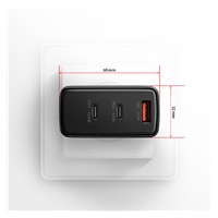 AXAGON ACU-DPQ100, GaN nabíjačka do siete 100W, 3x port (USB-A + dual USB-C), PD3.0/PPS/QC4+/Apple, čierná