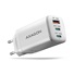 AXAGON ACU-DPQ65W, GaN nabíjačka do siete 65W, 3x port (USB-A + dual USB-C), PD3.0/QC4+/PPS/Apple, biela