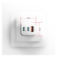 AXAGON ACU-DPQ65W, GaN nabíjačka do siete 65W, 3x port (USB-A + dual USB-C), PD3.0/QC4+/PPS/Apple, biela