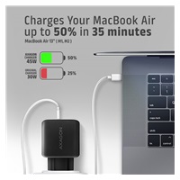 AXAGON ACU-PQ45 GaN nabíjačka do siete 45W, 2x port (USB-A + USB-C), PD3.0/PPS/QC4+/SFC 2.0/AFC/Apple