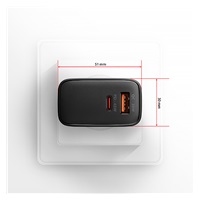 AXAGON ACU-PQ45 GaN nabíjačka do siete 45W, 2x port (USB-A + USB-C), PD3.0/PPS/QC4+/SFC 2.0/AFC/Apple