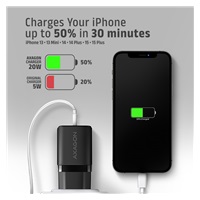 AXAGON ACU-PQ20, nabíjačka do siete 20W, 2x port (USB-A + USB-C), PD3.0/PPS/QC4+/AFC/Apple, čierna