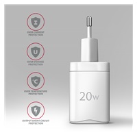 AXAGON ACU-PQ20W, nabíjačka do siete 20W, 2x port (USB-A + USB-C), PD3.0/PPS/QC4+/AFC/Apple, biela