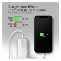 AXAGON ACU-PQ20W, nabíjačka do siete 20W, 2x port (USB-A + USB-C), PD3.0/PPS/QC4+/AFC/Apple, biela