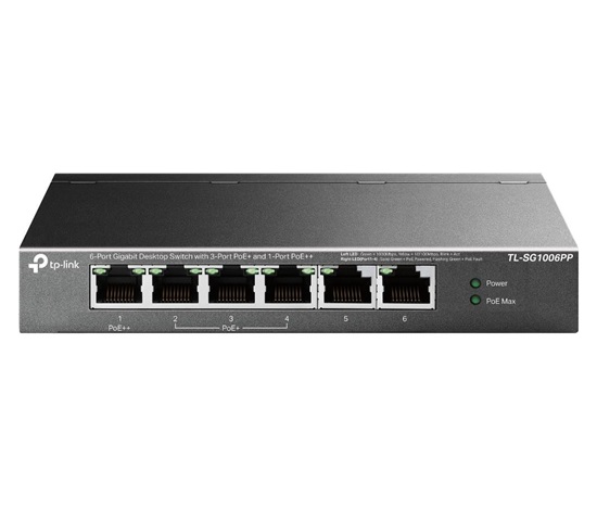 TP-Link CCTV switch TL-SG1006PP (6xGbE, 3xPoE+,1xPoE++, 64W, fanless)