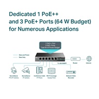 TP-Link CCTV switch TL-SG1006PP (6xGbE, 3xPoE+,1xPoE++, 64W, fanless)