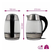 Salente StripeGlass, rychlovarná konvice 1,8 l, nerez/skleněná, modré podsvícení