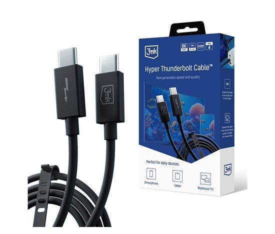 3mk datový kabel - Hyper ThunderBolt Cable 240W, černá
