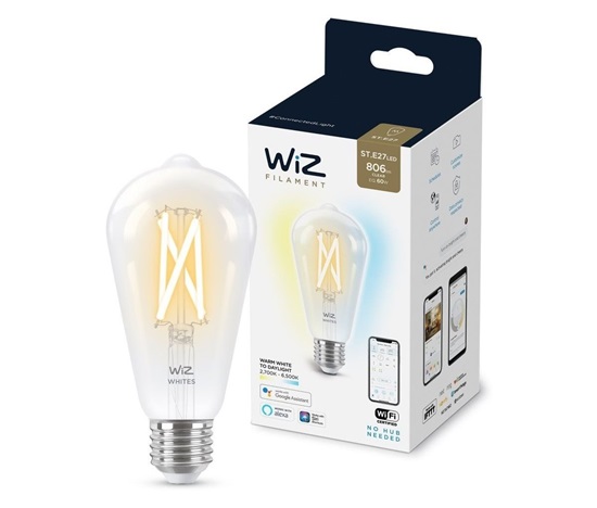 PHILIPS WiZ Tunable White 60W E27 ST64 Filament - stmívatelná, nastavitelná teplota barev