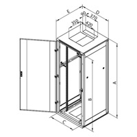 TRITON 19" stojanový rozvaděč 15U 600x600, nosnost 800 kg, skleněné dveře, svařovaný, šedý