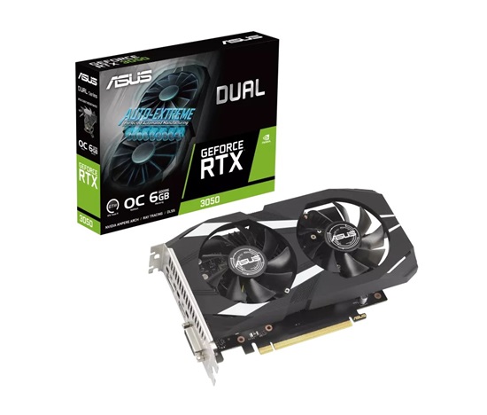 ASUS VGA NVIDIA GeForce Dual RTX 3050 OC Edition 6GB, RTX 3050, 6GB GDDR6, 1xDP, 1xHDMI, 1xDVI