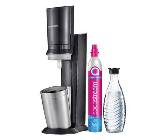 SodaStream Crystal 3.0 výrobník sody, 0,6l skleněná karafa, bombička s CO2, černý