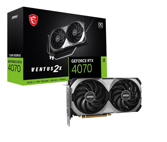 BAZAR - MSI VGA NVIDIA GeForce RTX 4070 VENTUS 2X E 12G OC, RTX 4070, 12GB GDDR6X, 3xDP, 1xHDMI - Po opravě (Bez příšluš