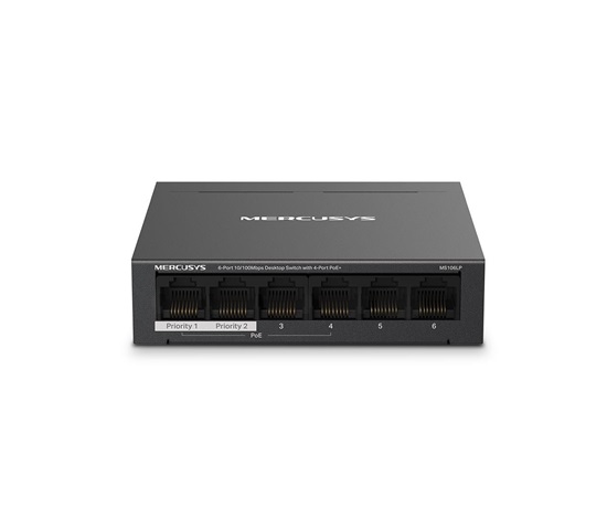 MERCUSYS switch MS106LP (6x100Mb/s,4xPoE+,40W,fanless)