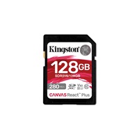 Kingston SDXC karta 128GB Canvas React Plus, UHS-II, U3, V60, R:280/W:100MB/s