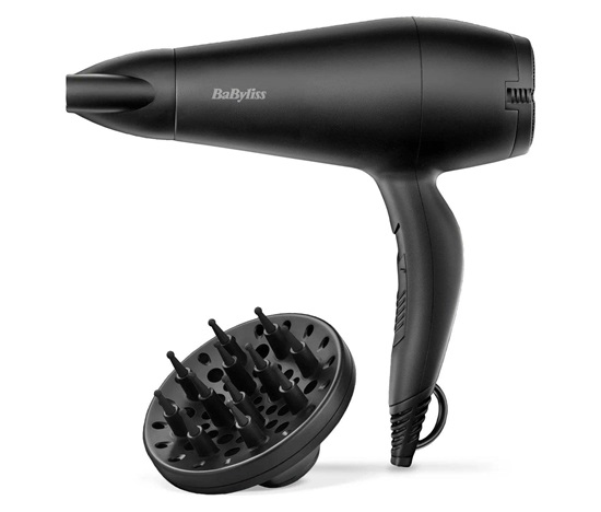 BaByliss D215DE fén na vlasy, 2200 W, 2 teploty a rychlosti, s koncentrátorem, černá