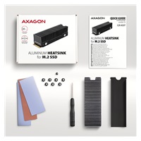 AXAGON CLR-M2XT, hliníkový pasívny chladič pre jedno aj obojstranný M.2 SSD disk, výška 24 mm
