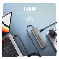 AXAGON HMC-5H, USB 5Gbps hub, 3x USB-A, HDMI 4k/30Hz, PD 100W, kábel USB-C 100cm