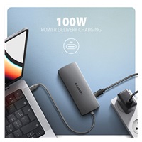 AXAGON HMC-8HLSA, USB 5Gbps hub, 3x USB-A, HDMI 4k/60Hz, RJ-45 GLAN, SD/microSD, audio, PD 100W, kábel USB-C 20cm