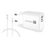 CONNECT IT Duplex nabíjecí adaptér 1xLightning, 1×USB-C, 20W, 1xLightning - USB-C kabel, bílá