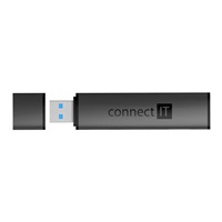 CONNECT IT Hub Compact 4v1, 2xUSB 3.0, 1xSD, 1xMicroSD, externí, černá