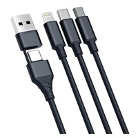 3mk nabíjecí kabel - Hyper Cable 3in1 A/C to C/Micro/Lightning 1.5m, černá