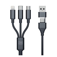 3mk nabíjecí kabel - Hyper Cable 3in1 A/C to C/Micro/Lightning 1.5m, černá