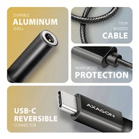 AXAGON ADA-HC, USB-C na 3.5mm jack - Hi-Res DAC audio adaptér, 384kHz/32bit, stereo