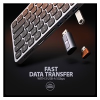 AXAGON HMC-KB-CS, USB 5Gbps hub s CZ/SK klávesnicou, HDMI 4K/60Hz, 3x USB-A, SD/mSD, audio, PD 100W, kábel USB-C 60cm