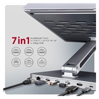 AXAGON HMC-STND, stojan pre 10"-17" notebooky, USB 5Gbps hub, 3x USB-A, HDMI 4k/60Hz, RJ-45, PD 100W, kábel USB-C 60cm