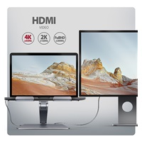 AXAGON HMC-STND, stojan pre 10"-17" notebooky, USB 5Gbps hub, 3x USB-A, HDMI 4k/60Hz, RJ-45, PD 100W, kábel USB-C 60cm