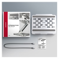 AXAGON HMC-STND, stojan pre 10"-17" notebooky, USB 5Gbps hub, 3x USB-A, HDMI 4k/60Hz, RJ-45, PD 100W, kábel USB-C 60cm