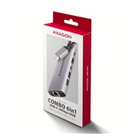 AXAGON HMC-6G2L, USB 10Gb/s hub, 2x USB-A, 1x USB-C, HDMI 4k/60, RJ-45, PD 100W, kábel USB-C 15cm
