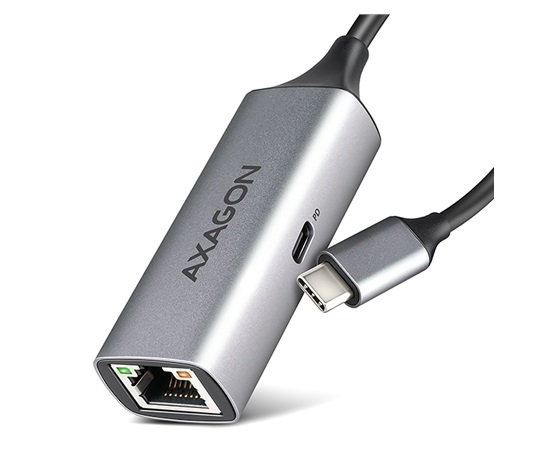 AXAGON ADE-TXPD, USB-C 3.2 Gen 1 - Gigabit Ethernet sieťová karta, Asix AX88179, PD 100W, auto inštal