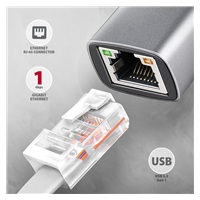 AXAGON ADE-TXPD, USB-C 3.2 Gen 1 - Gigabit Ethernet sieťová karta, Asix AX88179, PD 100W, auto inštal