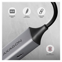 AXAGON ADE-TXPD, USB-C 3.2 Gen 1 - Gigabit Ethernet sieťová karta, Asix AX88179, PD 100W, auto inštal