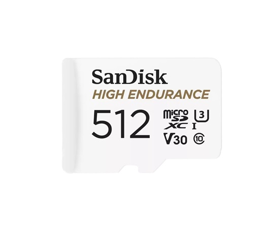 SanDisk MicroSDXC karta 512GB High Endurance (R:100/W:40 MB/s, C10, U3, V30) + adaptér