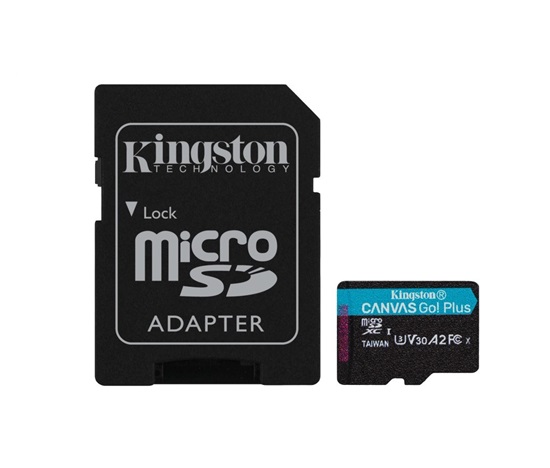 Kingston MicroSDXC karta 1TB Canvas Go! Plus, R:170/W:90MB/s, Class 10, UHS-I, U3, V30, A2 + Adaptér