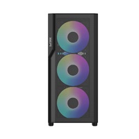 1stCOOL skříň GAMER 5, Mid tower, AU, USB 3.0, USB-C, 2x 140 ARGB Fan, 1x 120 ARGB Fan, bez zdroje, černá