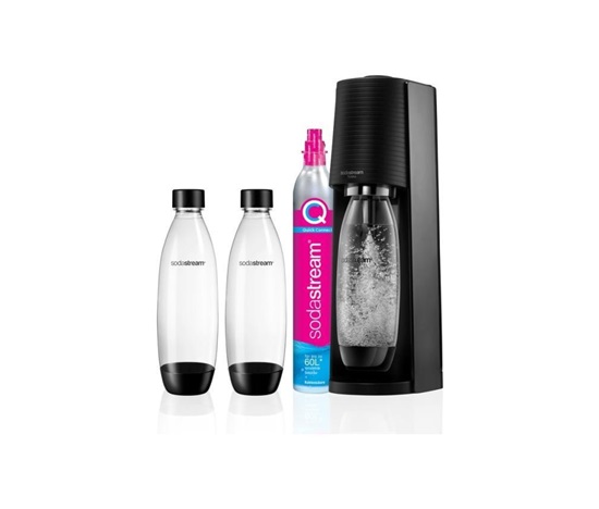 SodaStream Terra Black výrobník sody, mechanický, 2x 1l láhev SodaStream Fuse, bombička s CO2, černý