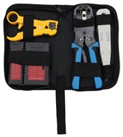 XtendLan sada nářadí v textilním pouzdře pro strukturované sítě (kleště, narážeč, stripovací nástroj, tester)