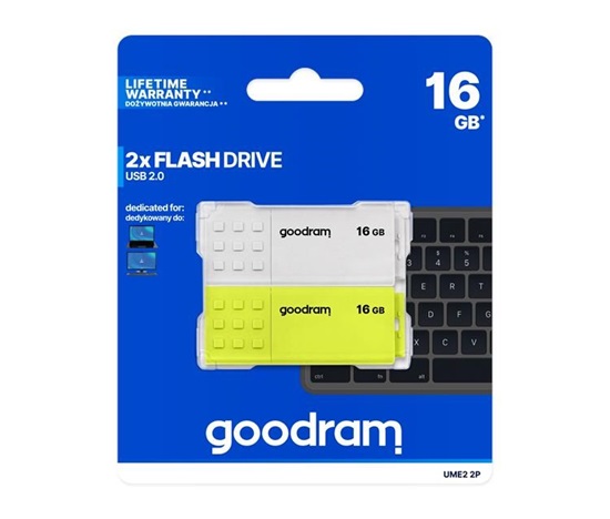 GOODRAM Flash Disk 2x16GB UME2, USB 2.0, bílá, žlutá