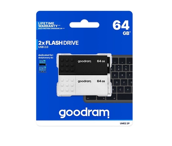 GOODRAM Flash Disk 2x64GB UME2, USB 2.0, bílá, černá