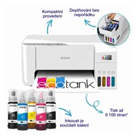 EPSON tiskárna ink EcoTank L3276, 5760x1440dpi, A4, 33ppm, USB, Wi-Fi, bílá,Záruka 5 let  po registraci zdarma