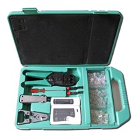 XtendLan sada nářadí v kufru pro strukturované sítě (kleště, narážeč, stripovací nástroj, tester, konektory)