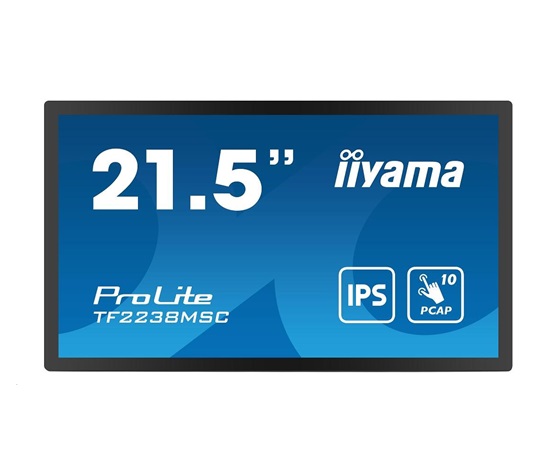 iiyama ProLite TF2234MC-B7X, 54.6 cm (21.5''), kapacitná projekcia, 10 TP, Full HD, čierna