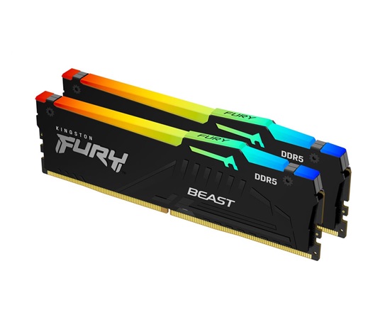 KINGSTON DIMM DDR5 16GB (Kit of 2) 6000MT/s CL30 Non-ECC FURY Beast RGB XMP, Černá